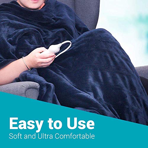 Electric Heated Throw Blanket Fleece with Controller, 4 Hours Auto Shut-Off, Fast Warming, Full-body Comfort, Luxuriously Soft, Machine Washable, 50" x 60", Micromink for Cozy Couch or Bed