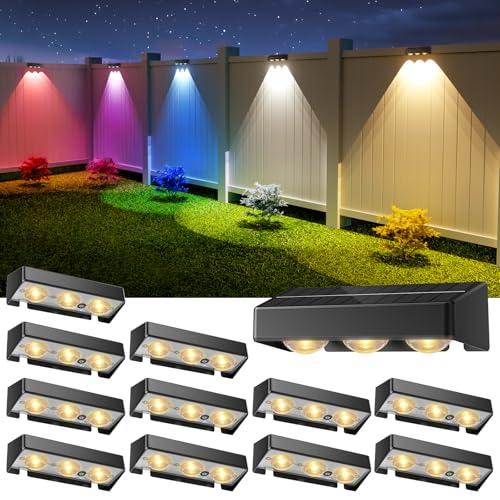 NIORSUN Solar Fence Lights Pack RGB Color Outdoor Waterproof