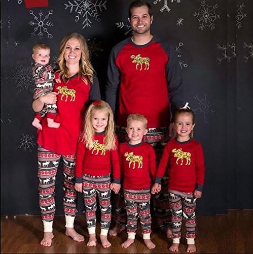Christmas Family Elk Matching Pajamas for Mom Dad Kids Sleepwear Set Deer Nightwear