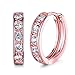 GULICX Clear Zircon Rose Gold Electroplated Huggie Hoop Earrings Diameter 20mm Jewelry for Women