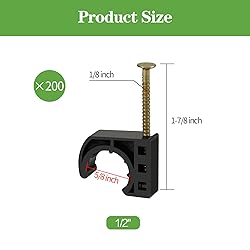 200 Pack 1/2" Half Clamps J-Hook with Nails Set, J