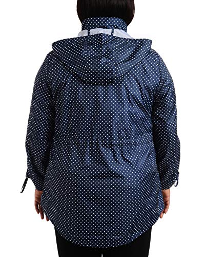Details Women's Plus Size Packable Anorak Jacket, Stormy Night/White Hot, 3X