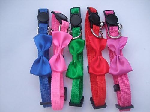 Cat bow collar safety release break away snap apart red green pink blue (light pink)