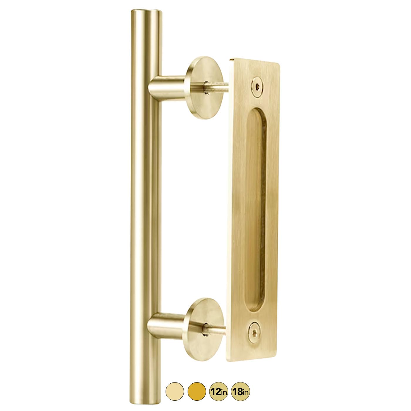 Rio Salto 12" Brushed Brass Gold Barn Door Handle Sliding Door Pull Large Heavy (Gold - 1pack)