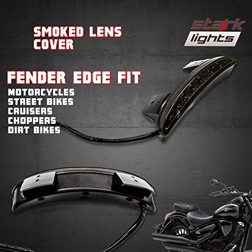 Stark 16-LED Motorcycle Chopped Rear Fender Edge LED Brake License Plate Tail Light Stop Running Light Turn Signal Lamp for Harley Sportster XL883N 1200N XL1200V XL1200X (Smoked Black)