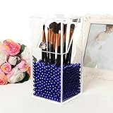 PuTwo Makeup Brush Holder Dustproof Storage Box Premium Quality 5mm Thick Acrylic Makeup Organizer, Blue Pearl, Small, 59.97 Ounce