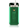 Cigarette Case with Lighter Cigarettes Box Portable 20pcs 100s Slim Cigarettes USB Lighters 2 in 1 Rechargeable Flameless Windproof Electric Lighter (Green)