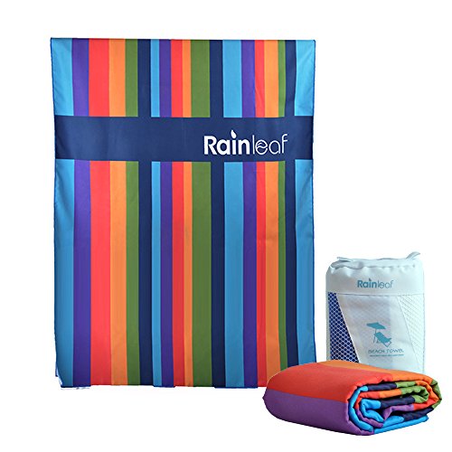 image for Rainleaf Microfiber Rainbow Towel. Perfect Beach & Travel Towel. Fast 