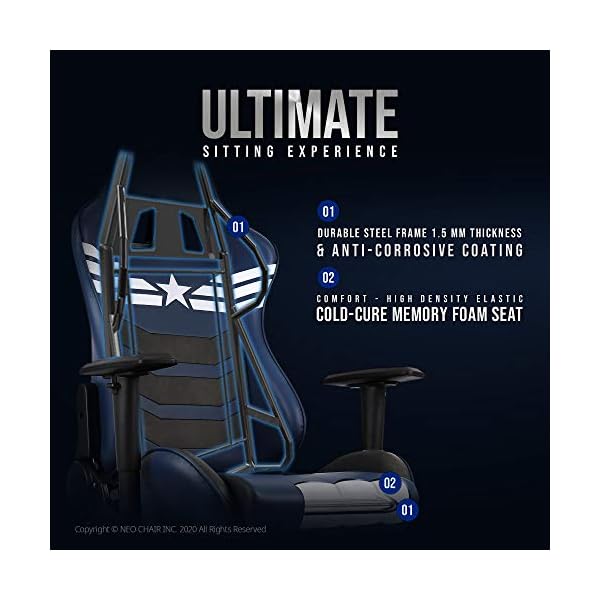 Silla Gamer Marvel Capitan America Con Apoya Pies - Imagen 6