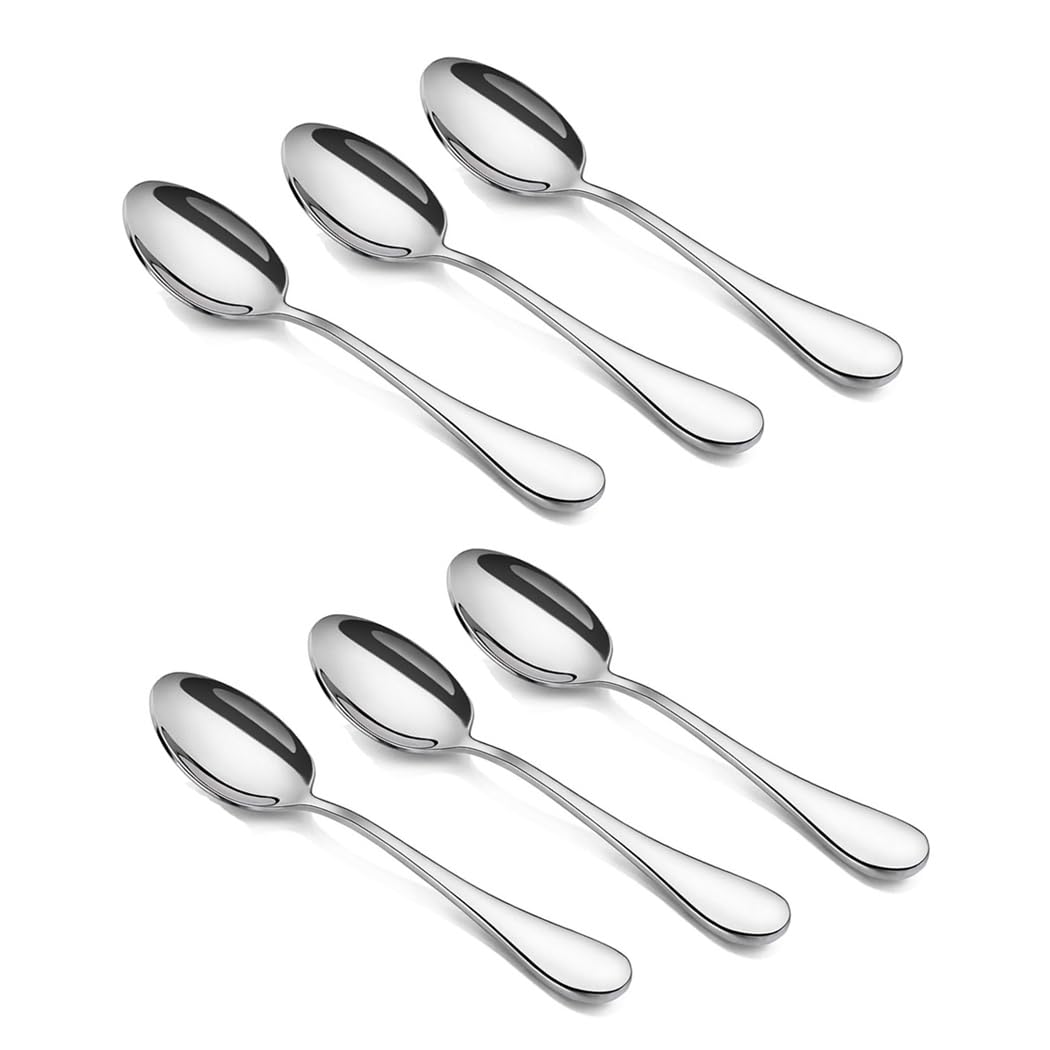 HornTide 6-Piece Tea Spoon Set Dessert Coffee Spoon Flatware Stainless Steel Mirror Polishing 14cm 5.5-Inch