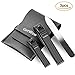 Travel Manicure Set,Black Stainless Steel Sharp Nail Clipper Set+Glass Nail File for Fingernail & Toenail,Deluxe Nail Cutter Kits with Leather Case(Set of 3)