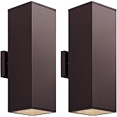 mirrea 18" Modern Outdoor Porch Light Patio Light in 2 Lights with Aluminum Rectangular Tube and Tempered Glass Cover Waterpr