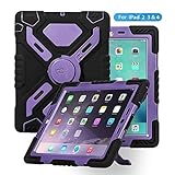 Ipad case, Afranker Ipad 2 case, Ipad 3 case, Ipad 4 Case Plastic Kid Proof Extreme Duty Dual Protective Back Cover with Kickstand Black/purple
