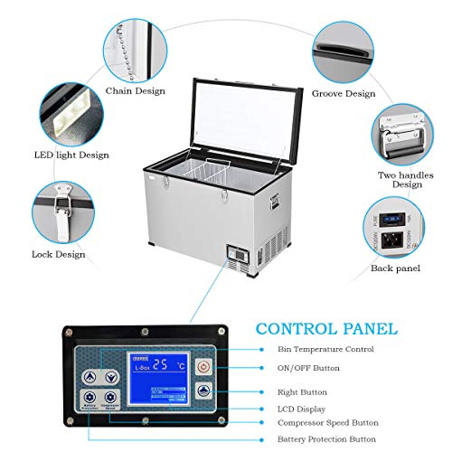 COSTWAY Chest Freezer, 100Quart Compressor Travel Car Freezer, 0.4°F