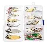 Nordtale Fishing Spoons Set Fishing Lures Metal Spoons Hard Baits 20PCS Metal Fishing Lures Spinner Baits Treble Hooks Tackle Bass
