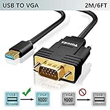USB to VGA Adapter Cable 6FT Only Support Windows 10/8.1/8/7(NO XP/Mac OS/Vista) with Built-in Driver,USB 3.0 to VGA Video Converter Cord 1080P for Surface,PC,Laptop to TV,Monitor,Projector