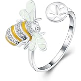 LGSY Sterling Silver CZ Bee Design Adjustable Rings for Women, Design Ring Mounts Fittings with Pearl Seat for DIY Jewelry Making