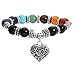 MILAKOO 2 Pcs 8MM/10MM Beads Yoga Reiki Healing Bracelet 7 Chakra Beads Hollow Heart Charm Bracelet
