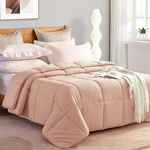 L LOVSOUL Down Alternative Comforter King Size Duvet Insert,All Season Duvet Insert with Corner Tabs,Light Pink Comforter King 106x90Inches