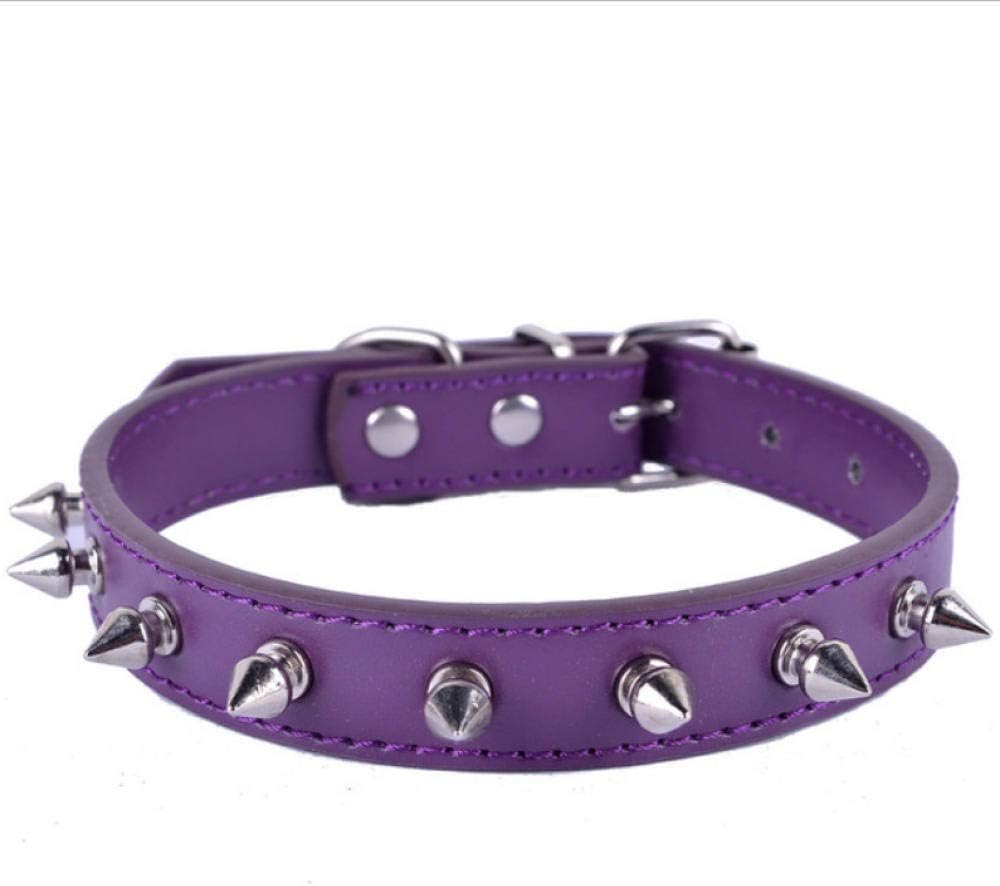 ZHANGFAN Punk spike pet collar PU leather studded dog leash rope leash pet supplies dog accessories dog collar pitbull german shepherd-purple_31x1.5cm