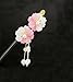 FINGER LOVE Glittered Gradient Flowers Acrylic Hair Stick with Pearl Tassels (Pink)