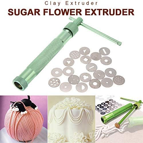 Aluminum Alloy Sugar Paste Extruder with 20 Tips Sugar Craft Fondant Cake Decorating Tool
