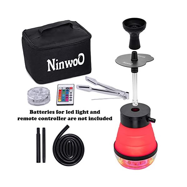 Hookah Set Premium Portable Hookah Shisha With Protective Bag Case Best Travel Hookah With Led Light Remote Controller And Stable Adjustable Vase Better Filtration With Diffuser By Ninwoo Red Skybsame Com