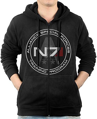 LuosisiJia Hoodie Sweatshirt Men's Mass Effect N7 Long Sleeve Zip-up Hooded Sweatshirt Jacket