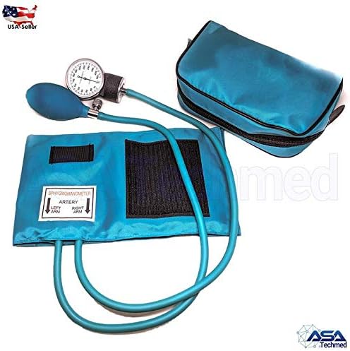 Manual Blood Pressure Monitor BP Cuff Gauge Aneroid Sphygmomanometer Machine Kit Ideal Gift for Medical Students, Doctors, Nurses, EMT, Paramedics and Firefighter … (Teal)