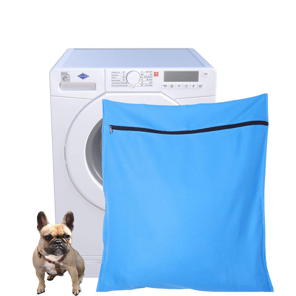 miuse Pet Laundry Bag - Blue Polyester Wash Bag - Ideal for Dogs, Cats, Horses - Zipper Closure - Pet Supplies