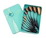 JollyChic Women's Oval Makeup Concealer Foundation Powder Brush Set 10 Pcs