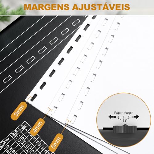 21 Furos Máquina de Encadernação, 3-5MM Margem, Encadernadora Perfuradora para Espiral, Suporte para Papel A4 E A5, 21 Furos Máquina de Encadernação, Corte 12 Folhas Ao Mesmo Tempo