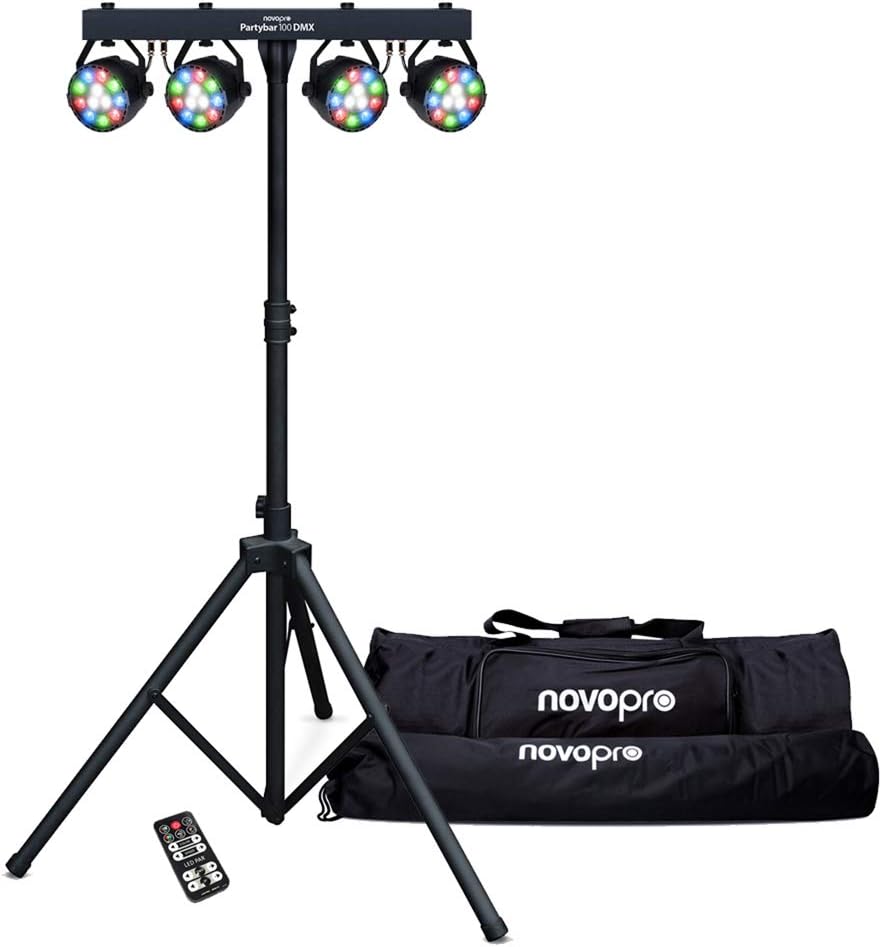 Novopro Partybar 100 LED DMX Lighting Rig with Stand & Bag DJ Bands Stage Lights, Remote