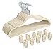 Finnhomy Heavy Duty 50 Pack Clothes Hangers with 10 Sturdy Multiple Use Finger Clips, Durable Slim-Line Velvet Hangers, Beige