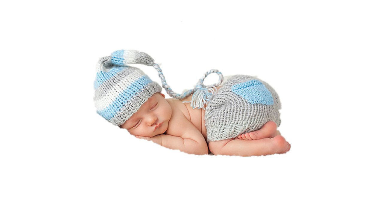 Newborn Baby Girl/Boy Crochet Knit Costume Photography Prop Hats and Outfits (Long Tail Hat Outfit)