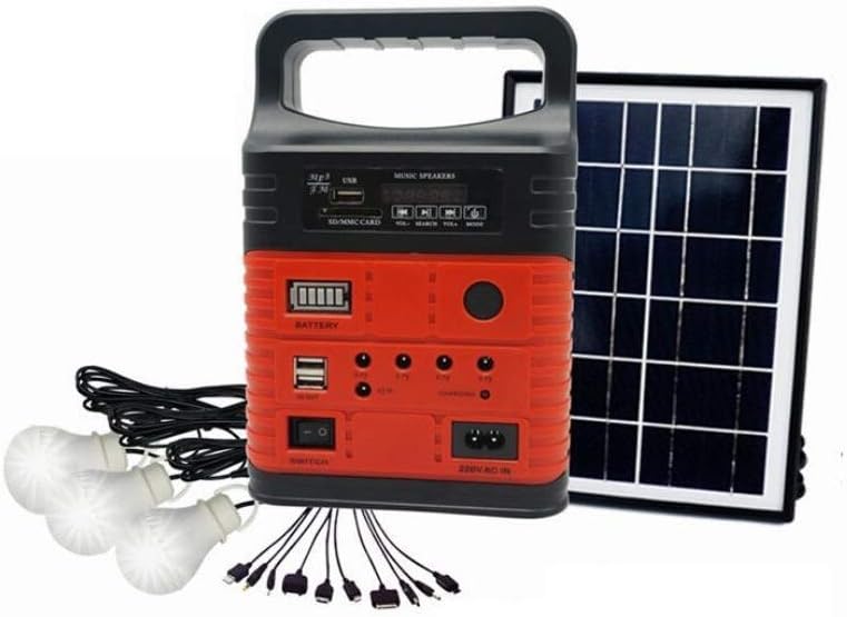 Tapetum 10-Watt Solar 7500 mAh Portable 6 Watt Solar Panels Power Inverter Solar LED Emergency Home Light with FM and Torch System for Home and Camping , UPS Power Supply, Black