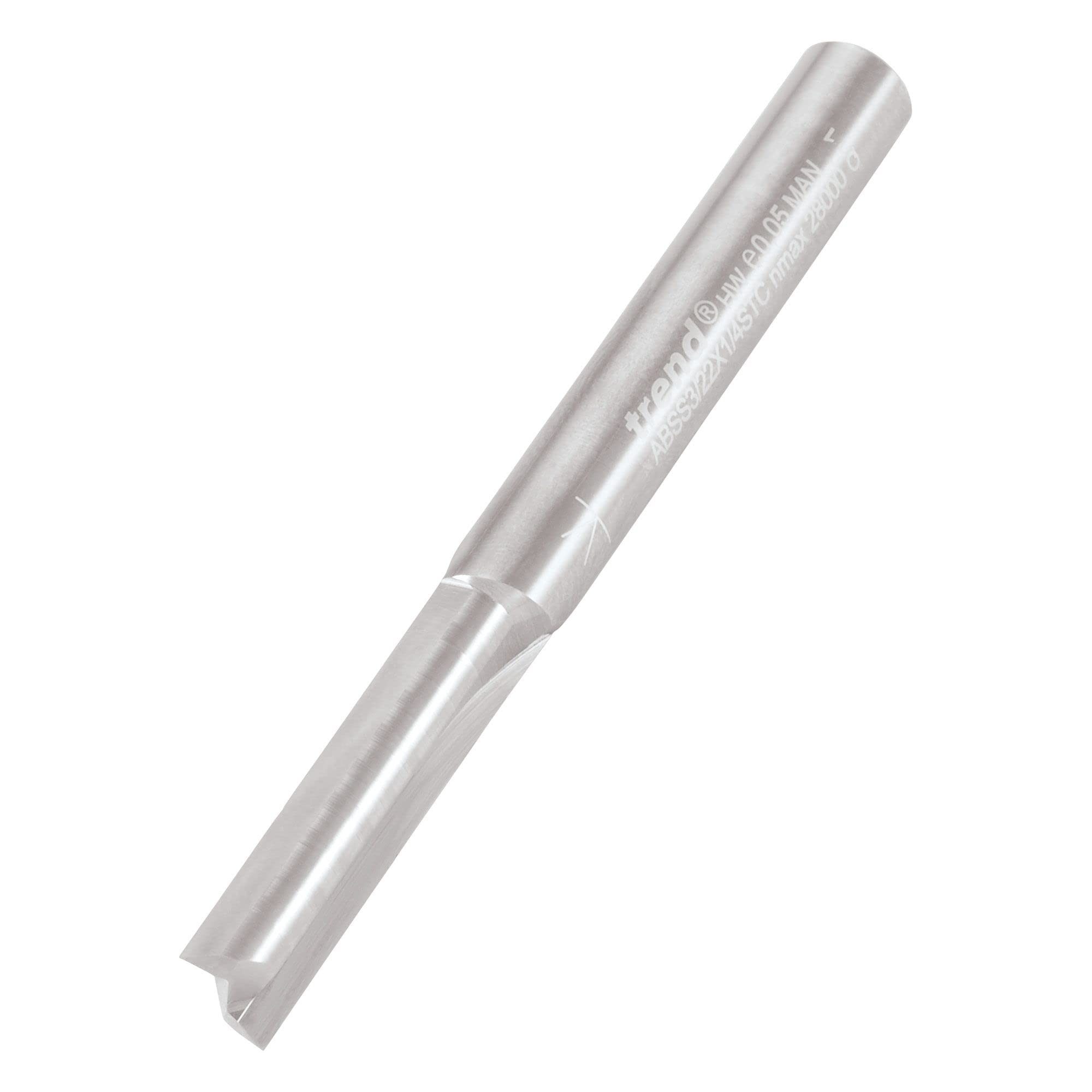 Trend Professional ABS/PVC Two Flute Cutter, 1/4 Inch Shank, 6.3mm Cut Diameter, 25mm Cut Length, Solid Tungsten Carbide, ABSS3/22X1/4STC