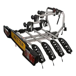 Witter Towbars ZX204 Bicyle Bolt-on towball Mounted Carrier for 4 Bikes – Maximum Load of 60kg – Lightboard for 13 Pin…