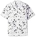 Amazon Brand - 28 Palms Men's Relaxed-Fit 100% Cotton Tropical Vacation Shirt, White/Black Scenic, X-Small