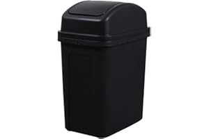 5.5 Gallon Tall Trash Can with Swing Lid, Small Slim Compact Plastic Garbage Can,Easy to Clean,Detachable Black Trash Can for