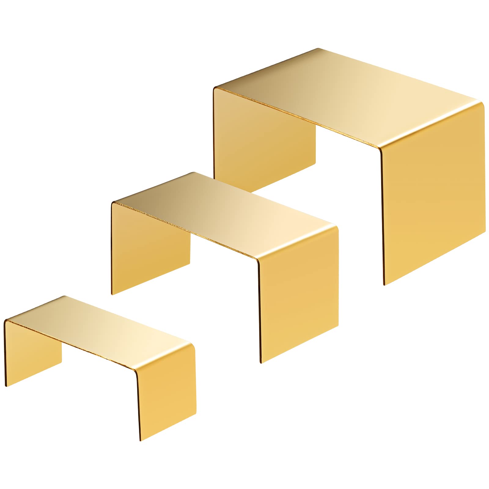 Photo 1 of Vicenpal 3 Pcs Gold Display Stands Stainless Steel Cake Dessert Display Stand Perfume Display Risers Stand Shelf 3 Size Cupcake Risers Stands for Party Display Holder Stand for Retail Store Countertop