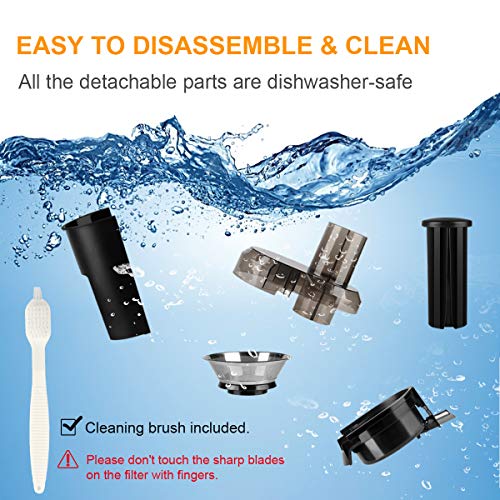 Juicer, Picberm Centrifugal Juicer Machines Easy to Clean, Wide Mouth Juice Extractor with Peeler, Brush & Recipes for Whole Fruits and Vegetables, Dual Speed Stainless Steel BPA-Free Juicers Dishwasher Safe, 800 W - Thumbnail 4