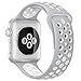 Apple Watch Nike+ Sport Band,Gersymi Tech Soft Silicone Sport Replacement Strap band with Adjustable Buckle and Quick Release for 2016 New Apple Series 2 Sport Watch iWatch (42mm Silver+white, Large)
