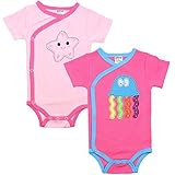 juDanzy wrap around kimono style baby girl bodysuits (6-9 Months, Julie and Star)