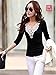 Stylish Fancy Streetwear Style Floral Lace Long Sleeve T-Shirt Blouse Top Black L