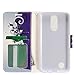 Luckiefind Compatible with LG K20 V (VS501) / LG K20 Plus/LG Harmony/LG Grace LTE. PU Leather Flip Wallet Credit Card Cover Case. (Wallet Purple Vine)
