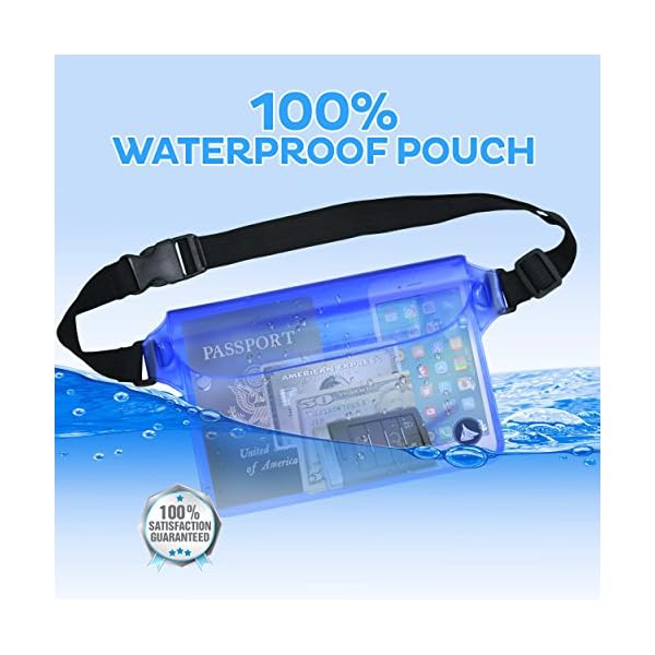 Aquamare-Waterproof-Pouch-Dry-Bag-Case-with-WaistShoulder-Strap-Fanny-Pack-2-Pack-Blue-and-Black-Color