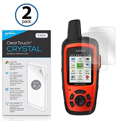 Garmin inReach Explorer+ Screen Protector, BoxWave [ClearTouch Crystal (2-Pack)] HD Film Skin - Shields from Scratches for Garmin inReach Explorer+, SE+