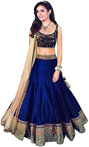 Vraj Enterprise Women Beauty Blue Free Size Embroidery Lehenga Choli for Party and Festival Occasion