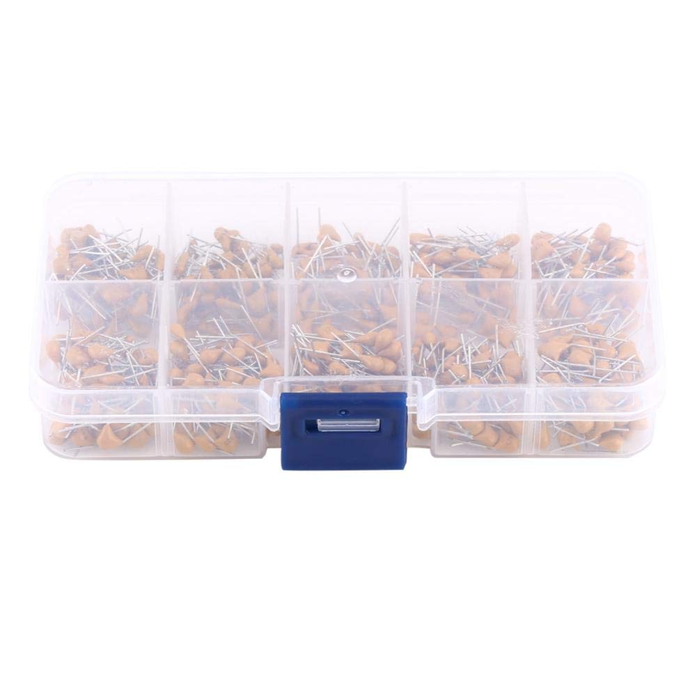 Capacitor,Multi-Layer Ceramic Capacitor 500pcs 10 Values Monolithic Multi-Layer Ceramic Capacitors 0.1μF - 10μF With Storage Box